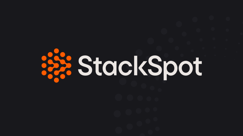Capa para o artigo sobre StackSpot onde vemos a logo do produto em um fundo preto.