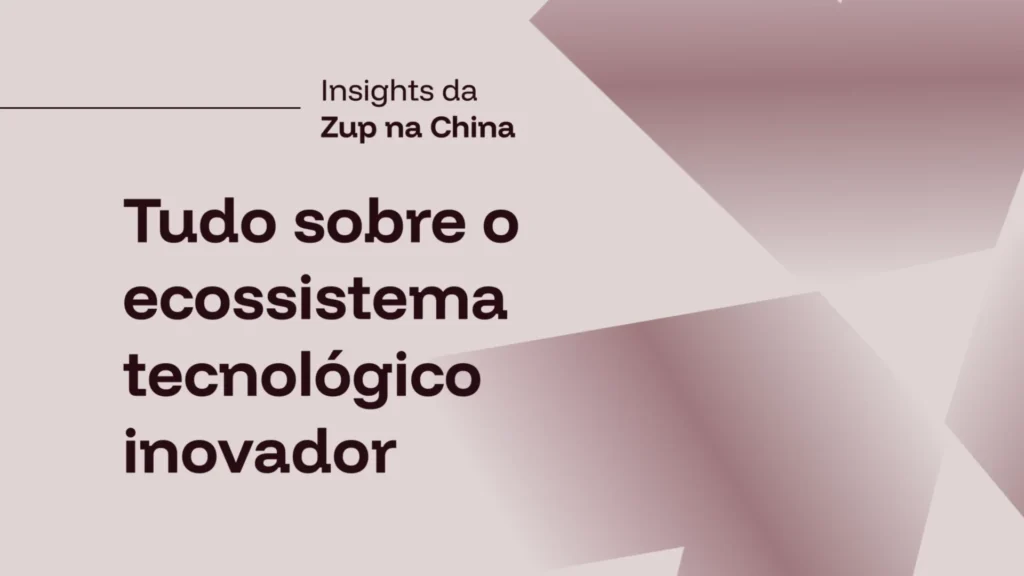 Arte ilustrativa sobre ecossistema tecnológico e inovação em inteligência artificial na China.